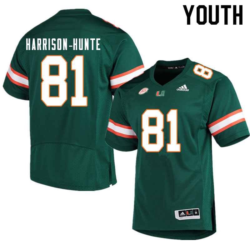 Youth #81 Jared Harrison-Hunte Miami Hurricanes College Football Jerseys Sale-Green